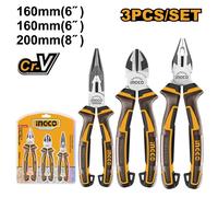 Kit Pinze Professionali Super INGCO da Lavoro Set 3pz 200mm, 8" - 2x 160mm 6"