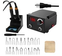 Kit Piroceico Legno 100W Incisore Legno 0-650℃ Controllo Temperatura Regolabile, con Schermo Digitale, Kit di Pirografo su Legno, per Saldare Incisione Legno Pelle Sughero Bottiglia
