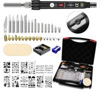 Kit Pirografia 52 Pezzi con Penna Regolabile per Incisione Legno Pelle Hobbisti