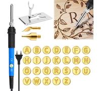 Kit Pirografia Legno, Set di Saldatore per Pirografo, Kit Pirografo Per Legno, 60W Portatile Kit Saldatore con stampo in rame per 26 lettere, Con Punte Di Saldatura, per Principianti e Professionisti