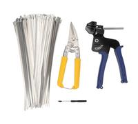 Kit Pistola Per Fascette in Metallo, Pinza per Fascette Metallic Acciaio Inossidabile Utensile da Taglio per Tensionamento Resistente per Tubo di Scarico per Recinzione a Catena