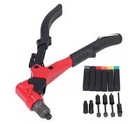 Kit pistola per rivetti Strumento di alesatura integrato universale con 6 teste intercambiabili manuali Maniglia comoda Acciaio al carbonio antiruggine per fibre metalliche