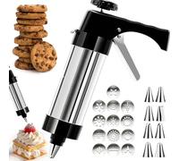 Kit pistola pressa for biscotti elettrica in acciaio inossidabile aggiornato, con 13 dischi e 8 punte for tubazioni, forniture da forno fai-da-te for la decorazione di torte e biscotti