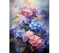 Kit Pittura Diamante 5D Completo, Bellissime ortensie,A 30 * 40cm Kit Fai da Te Painting by Numbers, Diamond Art Kit Adulto, Quadri con Perline per Decorazione della Parete di Casa
