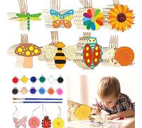 Kit Pittura Sonwaha 40 Pezzi in Legno per Bambini - DIY Lavoretti Creativi Fiore Animale Farfalla Collezione Natura - 3-10 Anni - Regalo Pasqua e Natale Compleanno