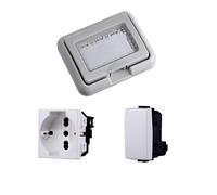 Kit Placca Scatola 503 IP55, Presa Schuko P40 Universale + Interruttore, Compatibile Con Bticino Matix, Placca Stagna Idrobox Incasso Da Esterno