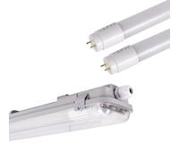 Kit plafoniera stagna doppia 60cm + 2 tubi LED T8 9W - 4000K
