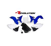 KIT PLASTICHE 7 PEZZI CON SERBATOIO-TAPPO SERBATOIO-ADATTATORE TABELLA ANTERIORE YAMAHA NERO-BIANCO-BLU YZ