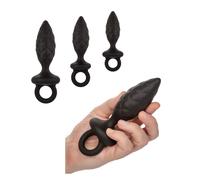 Kit plug anale anal butt in silicone set fallo dilatatore nero mini maxi slim