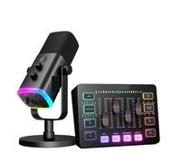 Kit Podcast Tutto In Uno Con Mixer Audio RGB, Set Da Studio In Streaming Microfono Dinamico For La Registrazione Di Giochi For PC Riproduzione Chiara Del Suono