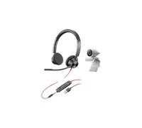 Kit Poly Studio P5 + Blackwire 3325 USB-A Pack per videoconferenze composto da webcam e cuffie con connessione USB e jack da 3,5 mm - ideale per le