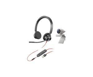 Kit Poly Studio P5 + Blackwire 3325 USB-A Pack per videoconferenze composto da webcam e cuffie con connessione USB e jack da 3,5 mm - ideale per le
