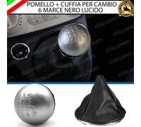 KIT POMELLO CAMBIO GRIGIO SATINATO 6 MARCE + CUFFIA IN SIMILPELLE ABARTH 500
