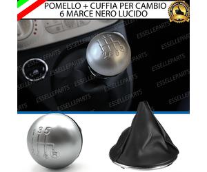 KIT POMELLO CAMBIO GRIGIO SATINATO 6 MARCE + CUFFIA IN SIMILPELLE FIAT 500