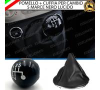 KIT POMELLO LEVA CAMBIO NERO 5 MARCE + CUFFIA SPECIFICA IN SIMILPELLE FIAT 500