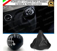 KIT POMELLO LEVA CAMBIO NERO 6 MARCE + CUFFIA SPECIFICA IN SIMILPELLE FIAT 500