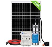 Kit pompa acqua solare per pozzi profondi Pompa acqua sommergibile da 12 V CC con pannello solare mono da 120 W Regolatore batteria da 10 Ah per laghetto per pozzi Home Farm Acciaio inossidabile