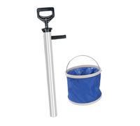 Kit pompa for gamberetti in acciaio inossidabile, pompa manuale for gamberetti e vongole fantasma da 72 cm con secchio pieghevole, pompa portatile for esche da spiaggia for pulci di sabbia(72cm A)