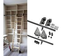 Kit Porta Fienile Scorrevole Nero Rolling Ladder Hardware Library Kit Hardware per Scala Scorrevole Set Completo di Hardware, 6.6ft/200cm Track Kit