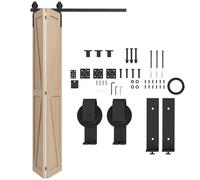 Kit Porta Scorrevole a Libro 122x0.5x4 cm con Binario e Cerniere in Acciaio al Carbonio Nero