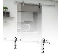 Kit Porta Scorrevole da 8FT / 240 cm con Binario Scorrevole, Acciaio inossidabile Armadi Scorrevoli Kit, per Porta Scorrevole a Vetro Singolo