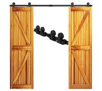 Kit Porta Scorrevole, Kit di binari for porta scorrevole in legno da 4-10 piedi for armadio con ferramenta for porte doppie(8FT 122cm Rail Kit)