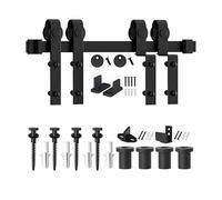 Kit Porta Scorrevole, Kit ferramenta for porte scorrevoli da fienile bypass da 4-16 piedi di binari sospesi for porte scorrevoli Binari a rulli for porta doppia (a forma di J)(10.5FT 3200mm)