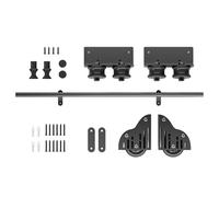 Kit porta scorrevole per fienile, binario/scala mobile in tubo tondo nero con ruote a rulli per pavimento (senza scala), scale per biblioteca con rotelle, kit ferramenta(200cm Kit pista)