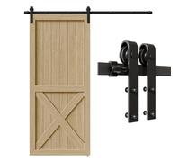 Kit porta scorrevole per fienile da 9FT / 274 cm, kit da pista nero per porta da fienile resistente adatto per porta singola in legno, forma di J