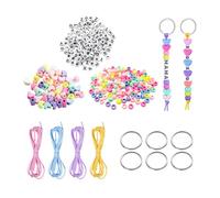 Kit Portachiavi Da 283 Pezzi, Perline Colorate Per Lettere D'Amore, Ciondolo Per Decorazioni Per Borse Fai-Da-Te, Incluso Portachiavi, Corda Intrecciata.