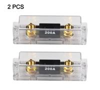 Kit Portafusibili 200A 2 Supporti 2 Fusibili DC 12V 24V 48V Dorati Con Serraggio