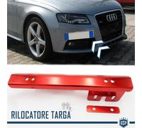 Kit PORTATARGA Anteriore Rosso a Scomparsa per AUDI RILOCATORE Laterale ACCIAIO