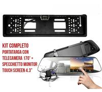 KIT PORTATARGA AUTO CON RETROCAMERA+MONITOR SPECCHIETTO RETROVISORE DVR DA 4.3"