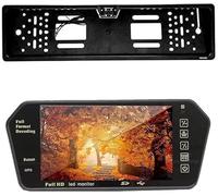 KIT PORTATARGA AUTO CON TELECAMERA 170° + MONITOR SPECCHIETTO RETROVISORE 7" LCD