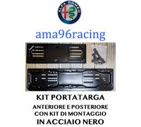 KIT PORTATARGA COMPLETO ANT. E POST. IN ACCIAIO NERO ALFA ROMEO STELVIO