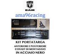 KIT PORTATARGA COMPLETO ANT. E POST. IN ACCIAIO NERO RAM