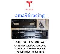 KIT PORTATARGA COMPLETO ANT. E POST. IN ACCIAIO NERO TESLA
