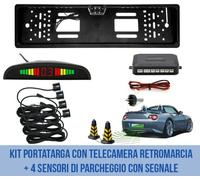KIT PORTATARGA CON TELECAMERA 4 LED 170° + 4 SENSORI DI PARCHEGGIO VERNICIABILI