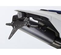 Kit portatarga PROTECH con catarifrangente e luce targa verniciata a polvere in acciaio inox nero, nero