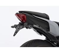 Kit portatarga PROTECH con catarifrangente e luce targa verniciata a polvere in acciaio inox nero, nero