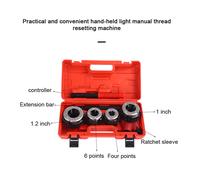 Kit portatile di filettatrice a cricchetto con 4 dadi, manico in acciaio e scatola