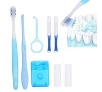 Kit Portatile per Cure Ortodontiche Kit Spazzolino Ortodontico per Paziente Ortodontico per Apparecchi Ortodontici Kit da Viaggio per Igiene Orale Kit da Viaggio Dentale Spazzola Interdentale Cera Den