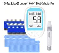 Kit portatile per il controllo della glicemia, un glucometro senza codici, 50 strisce reattive con lancette, per il monitoraggio medico del livello di zucchero nel sangue in mg/mmol Policloruri di vin