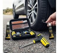 Kit Portatile per Riparazione Pneumatici Auto, Strumenti con Impugnatura a T, Strisce Adesive Universali per Camion, Moto, Camper, Sicurezza Stradale