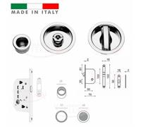 KIT PORTE SCORREVOLI SCRIGNO TONDO CROMO LUCIDO CON SERRATURA VI.TEL E0262.52