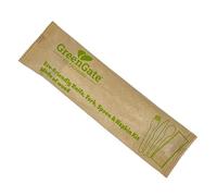 kit posate legno: tris composto da forchetta bio legno, coltello bio legno, cucchiaio bio legno, tovagliolo fatto con carta riciclata. (100)