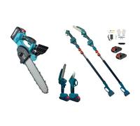 Kit Potatura due elettrosega da 6'' e 12'' cesoia e asta telescopica 4 batteri