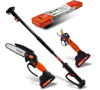 KIT POTATURA ELETTROSEGA MOTOSEGA E FORBICE A BATTERIA 21V CON ASTA TELESCOPICA