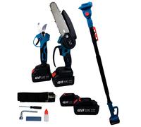 Kit Potatura Forbice + Motosega con Asta Telescopica 2 Batterie 21V Cesoia Sega
