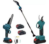 KIT POTATURA MINI MOTOSEGA 6" + FORBICE CESOIA A BATTERIA CON ASTA TELESCOPICA